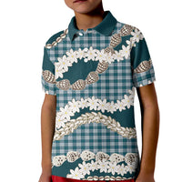 Dark Cyan Hawaii Tiare and Shell Lei Kid Polo Shirt Hawaiian Palaka Luxury Vibes LT14 Kid Dark Cyan - Polynesian Pride