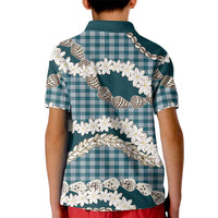 Dark Cyan Hawaii Tiare and Shell Lei Kid Polo Shirt Hawaiian Palaka Luxury Vibes LT14 - Polynesian Pride