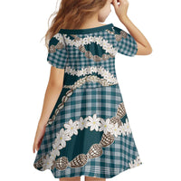 Dark Cyan Hawaii Tiare and Shell Lei Kid Short Sleeve Dress Hawaiian Palaka Luxury Vibes LT14 - Polynesian Pride