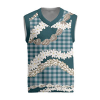 Dark Cyan Hawaii Tiare and Shell Lei Christmas Knitted V-Neck Vest Hawaiian Palaka Luxury Vibes LT14 Dark Cyan - Polynesian Pride