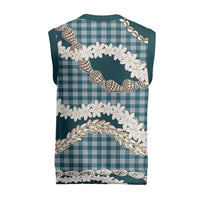 Dark Cyan Hawaii Tiare and Shell Lei Christmas Knitted V-Neck Vest Hawaiian Palaka Luxury Vibes LT14 - Polynesian Pride