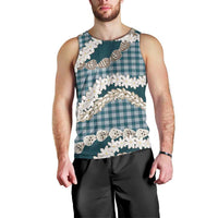 Dark Cyan Hawaii Tiare and Shell Lei Men Tank Top Hawaiian Palaka Luxury Vibes - Polynesian Pride