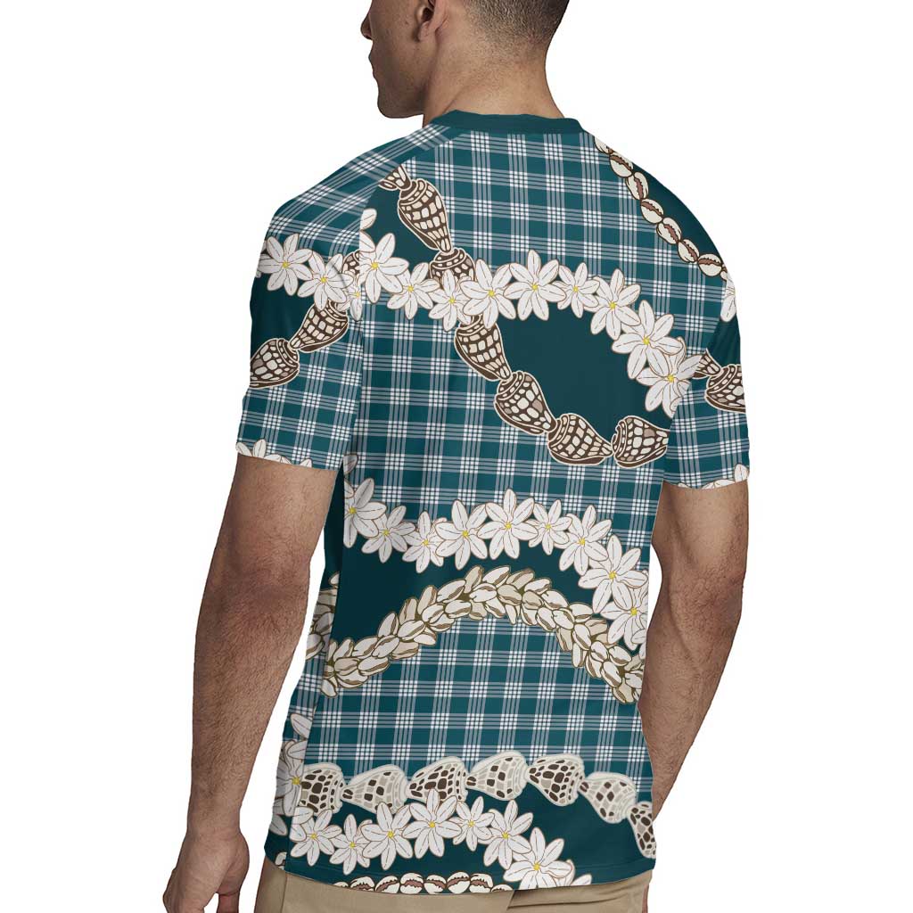 Dark Cyan Hawaii Tiare and Shell Lei Rugby Jersey Hawaiian Palaka Luxury Vibes - Polynesian Pride