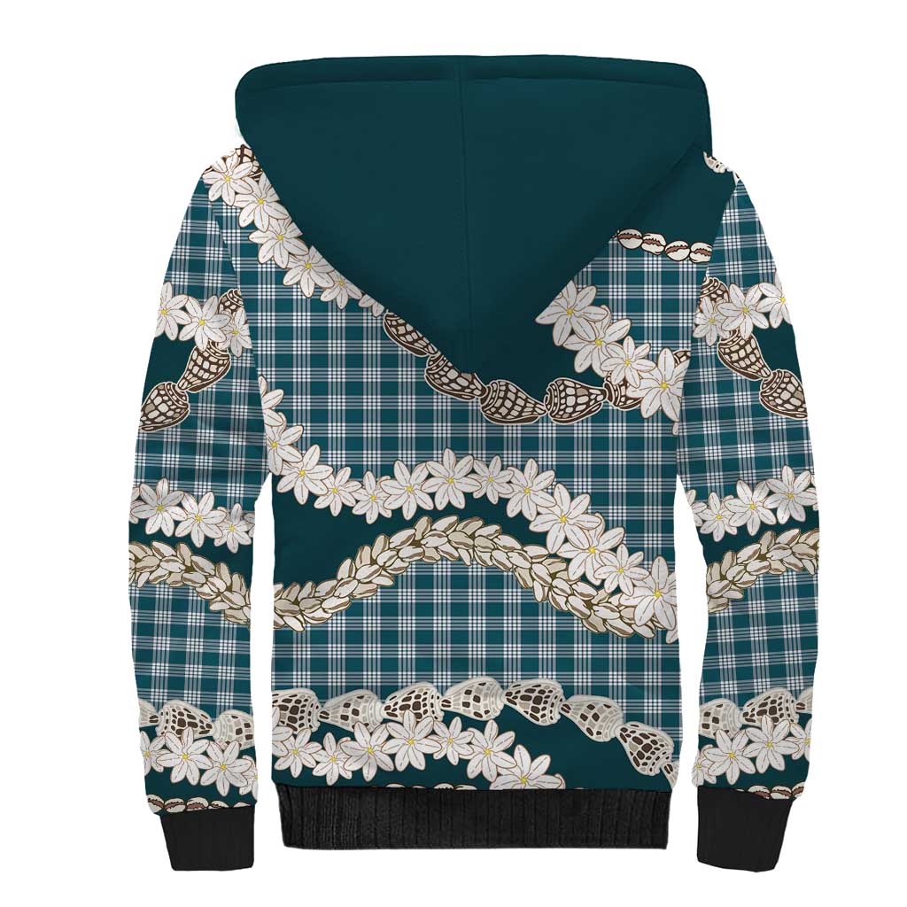 Dark Cyan Hawaii Tiare and Shell Lei Sherpa Hoodie Hawaiian Palaka Luxury Vibes LT14 - Polynesian Pride