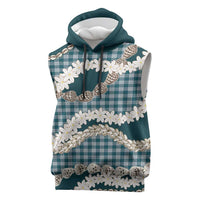 Dark Cyan Hawaii Tiare and Shell Lei Sleeveless Hoodie Hawaiian Palaka Luxury Vibes LT14 Dark Cyan - Polynesian Pride