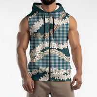Dark Cyan Hawaii Tiare and Shell Lei Sleeveless Zip Hoodie Hawaiian Palaka Luxury Vibes LT14 - Polynesian Pride