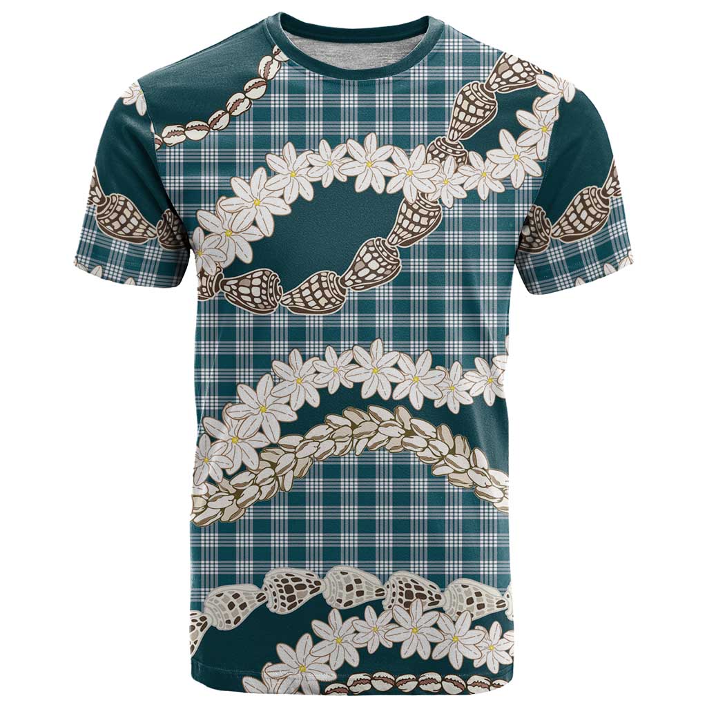 Dark Cyan Hawaii Tiare and Shell Lei T Shirt Hawaiian Palaka Luxury Vibes LT14 Dark Cyan - Polynesian Pride