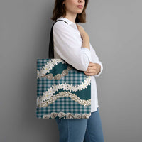 Dark Cyan Hawaii Tiare and Shell Lei Tote Bag Hawaiian Palaka Luxury Vibes LT14 - Polynesian Pride