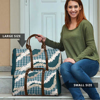 Dark Cyan Hawaii Tiare and Shell Lei Travel Bag Hawaiian Palaka Luxury Vibes - Polynesian Pride