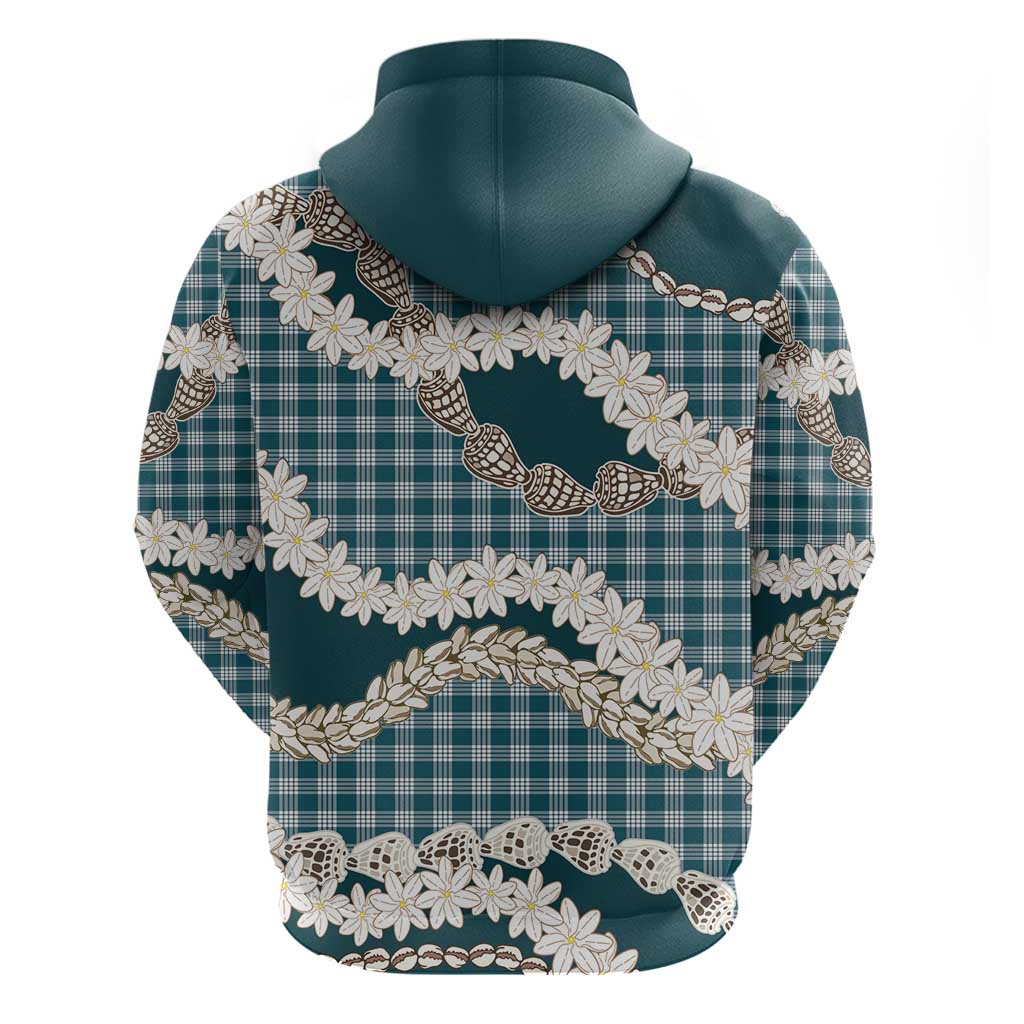 Dark Cyan Hawaii Tiare and Shell Lei Zip Hoodie Hawaiian Palaka Luxury Vibes - Polynesian Pride