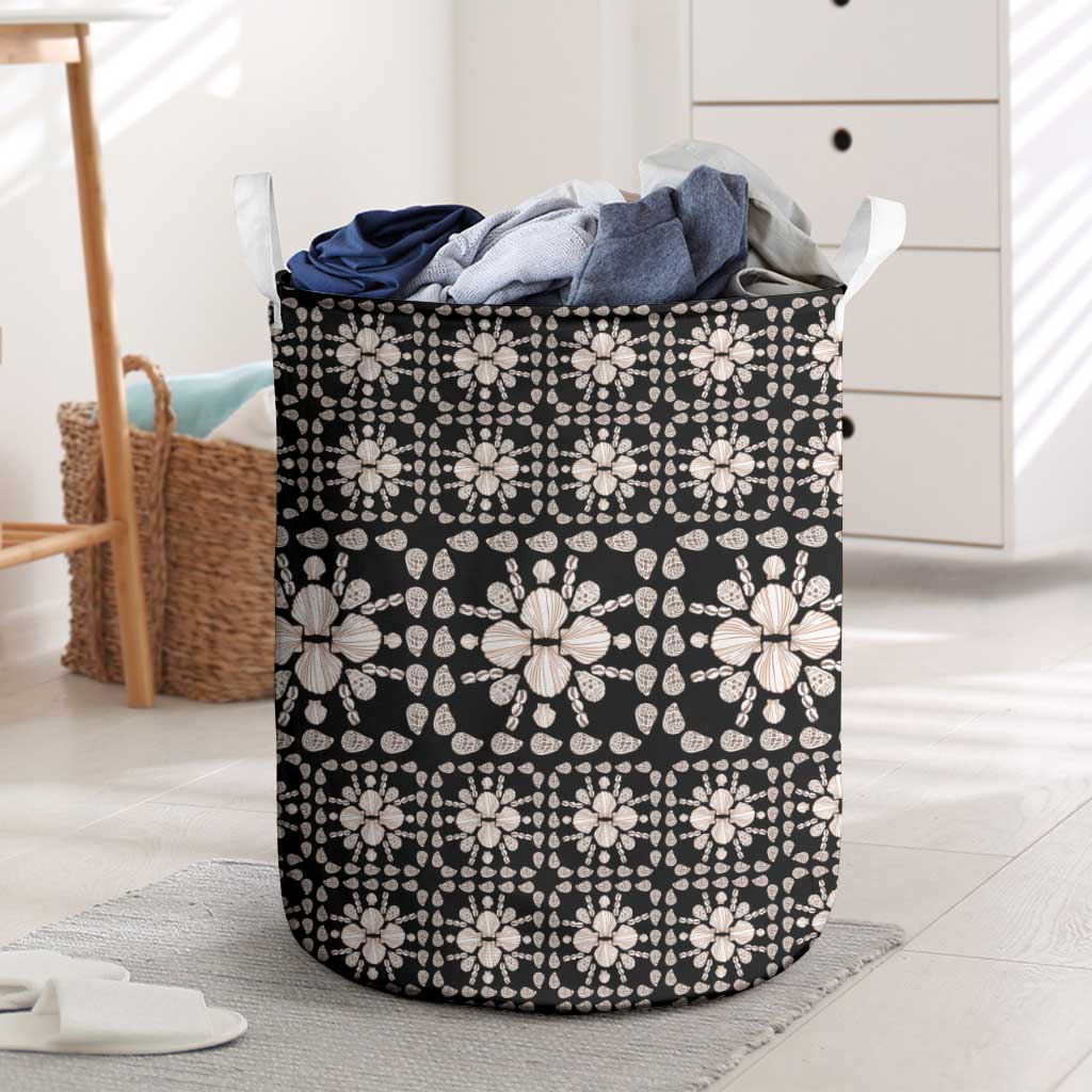 Aloha Hawaii Shell Quilt Laundry Basket Seamless Style LT14 Black - Polynesian Pride
