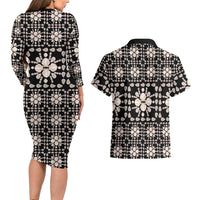 Aloha Hawaii Shell Quilt Couples Matching Long Sleeve Bodycon Dress and Hawaiian Shirt Seamless Style - Polynesian Pride