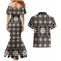 Aloha Hawaii Shell Quilt Couples Matching Mermaid Dress and Hawaiian Shirt Seamless Style - Polynesian Pride