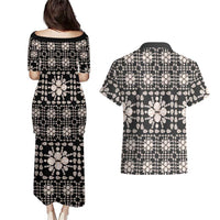 Aloha Hawaii Shell Quilt Couples Matching Puletasi and Hawaiian Shirt Seamless Style - Polynesian Pride