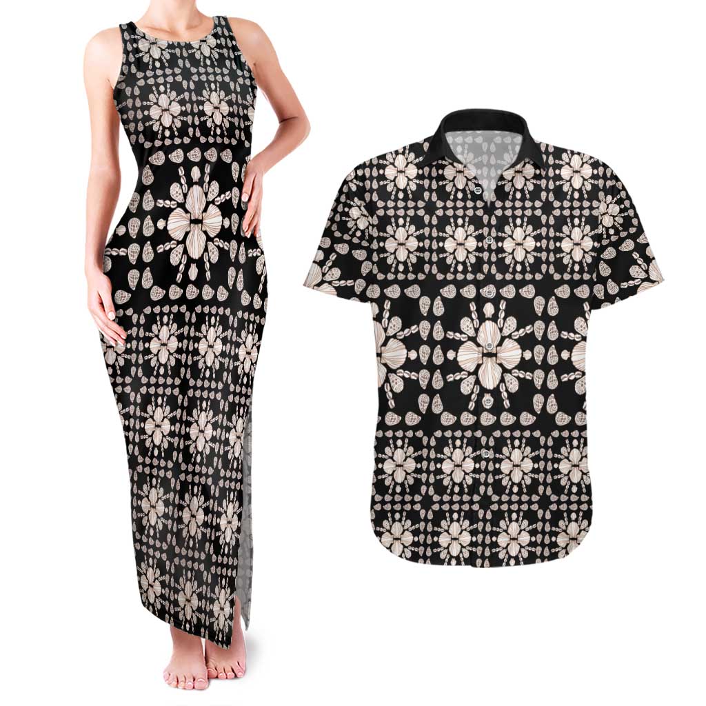 Aloha Hawaii Shell Quilt Couples Matching Tank Maxi Dress and Hawaiian Shirt Seamless Style - Polynesian Pride