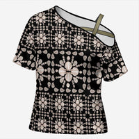 Aloha Hawaii Shell Quilt Cross Shoulder Shirt Seamless Style - Polynesian Pride