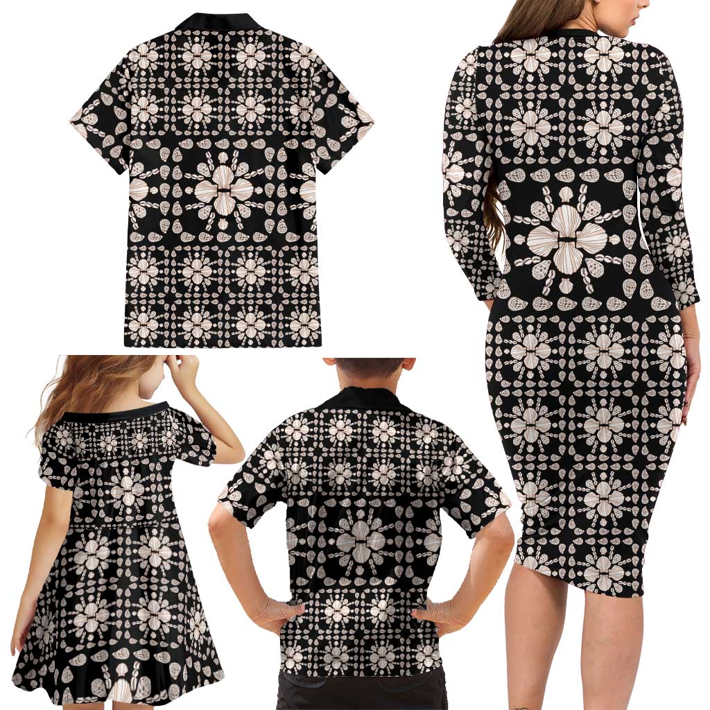 Aloha Hawaii Shell Quilt Family Matching Long Sleeve Bodycon Dress and Hawaiian Shirt Seamless Style LT14 - Polynesian Pride
