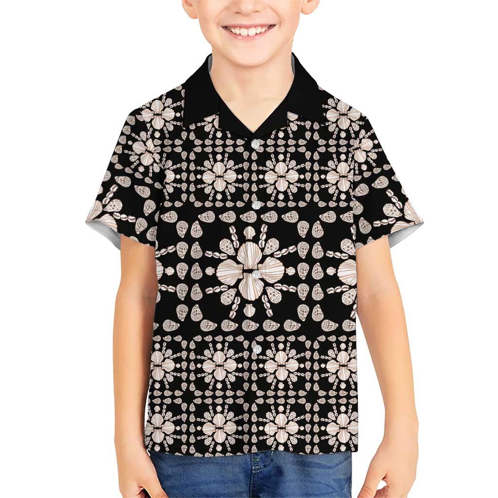 Aloha Hawaii Shell Quilt Family Matching Long Sleeve Bodycon Dress and Hawaiian Shirt Seamless Style LT14 Son's Shirt Black - Polynesian Pride