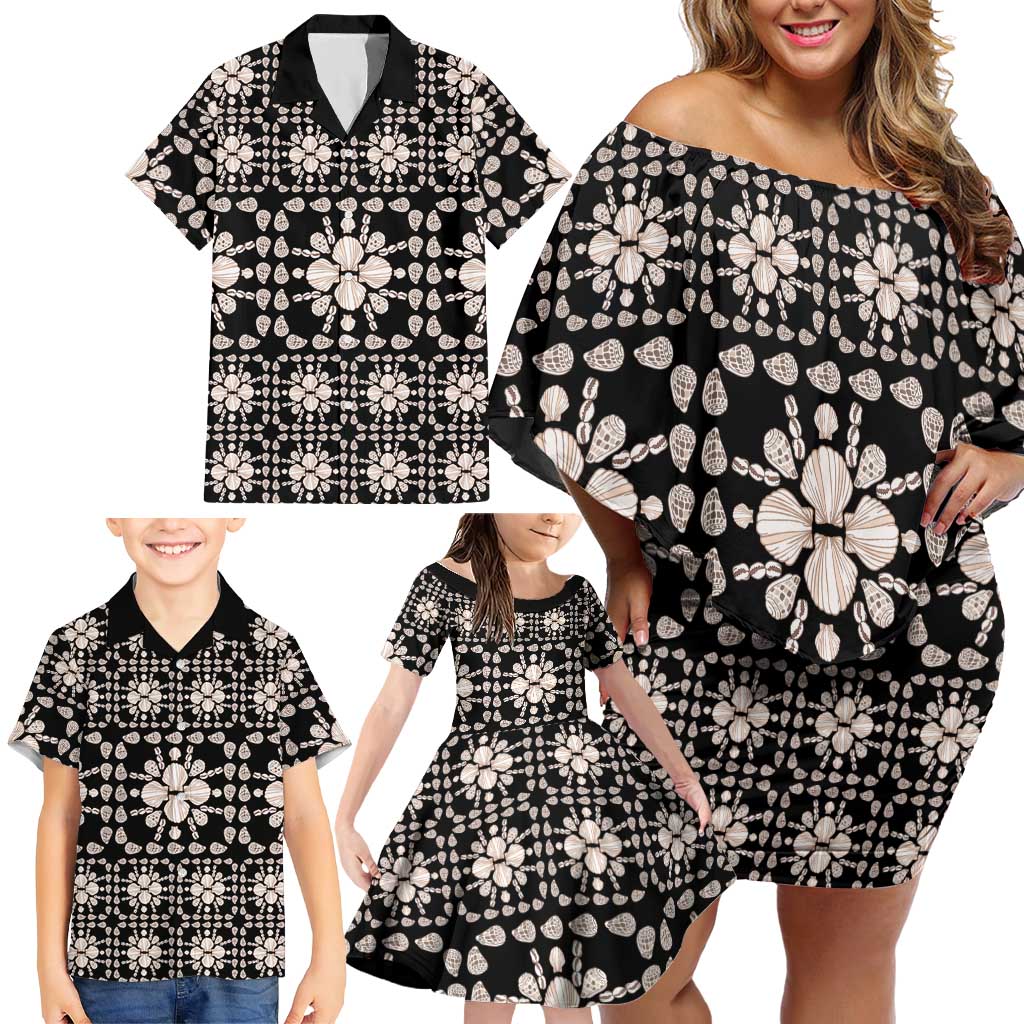 Aloha Hawaii Shell Quilt Family Matching Off Shoulder Short Dress and Hawaiian Shirt Seamless Style LT14 - Polynesian Pride
