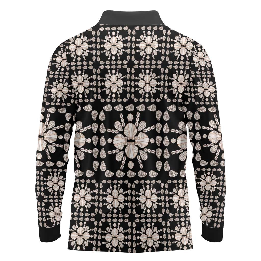 Aloha Hawaii Shell Quilt Long Sleeve Polo Shirt Seamless Style LT14 - Polynesian Pride