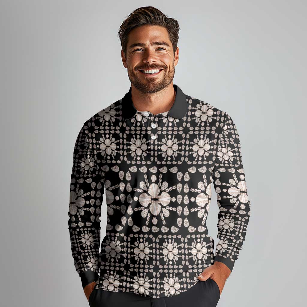 Aloha Hawaii Shell Quilt Long Sleeve Polo Shirt Seamless Style LT14 - Polynesian Pride