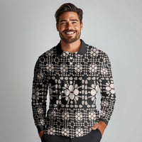Aloha Hawaii Shell Quilt Long Sleeve Polo Shirt Seamless Style LT14 - Polynesian Pride