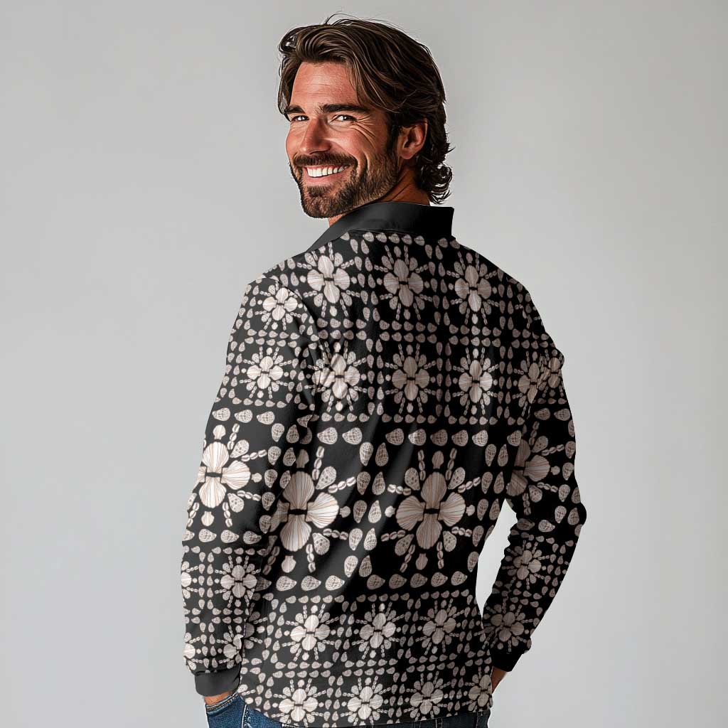 Aloha Hawaii Shell Quilt Long Sleeve Polo Shirt Seamless Style LT14 - Polynesian Pride