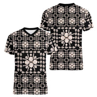 Aloha Hawaii Shell Quilt Women V-Neck T-Shirt Seamless Style - Polynesian Pride