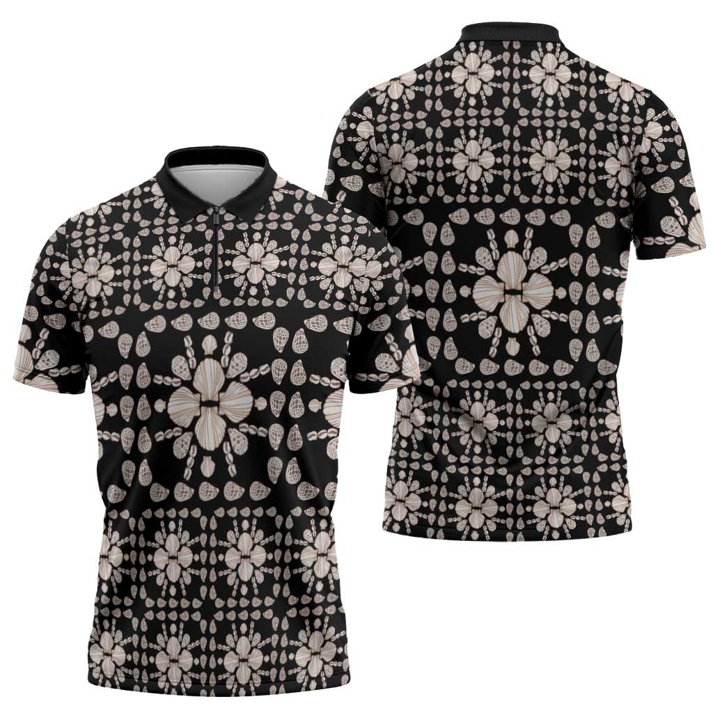 Aloha Hawaii Shell Quilt Zipper Polo Shirt Seamless Style - Polynesian Pride