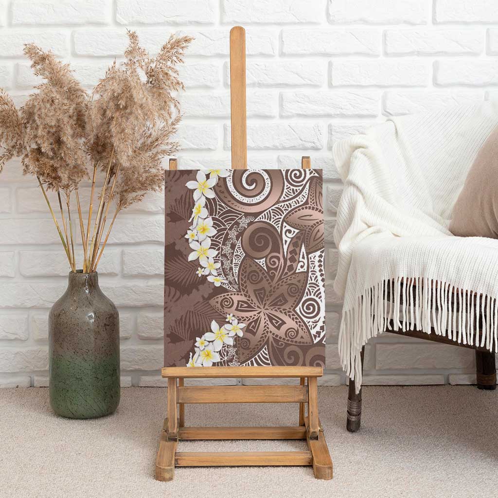 Mocha Mousse Polynesian Tribal Frangipani Tropical Vibe Canvas Wall Art