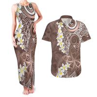 Mocha Mousse Polynesian Tribal Frangipani Tropical Vibe Couples Matching Tank Maxi Dress and Hawaiian Shirt LT14 Mocha Mousse - Polynesian Pride