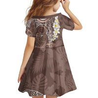 Mocha Mousse Polynesian Tribal Frangipani Tropical Vibe Family Matching Long Sleeve Bodycon Dress and Hawaiian Shirt LT14 - Polynesian Pride