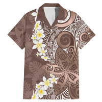 Mocha Mousse Polynesian Tribal Frangipani Tropical Vibe Family Matching Mermaid Dress and Hawaiian Shirt LT14 Dad's Shirt - Short Sleeve Mocha Mousse - Polynesian Pride