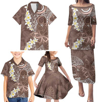 Mocha Mousse Polynesian Tribal Frangipani Tropical Vibe Family Matching Puletasi and Hawaiian Shirt LT14 - Polynesian Pride