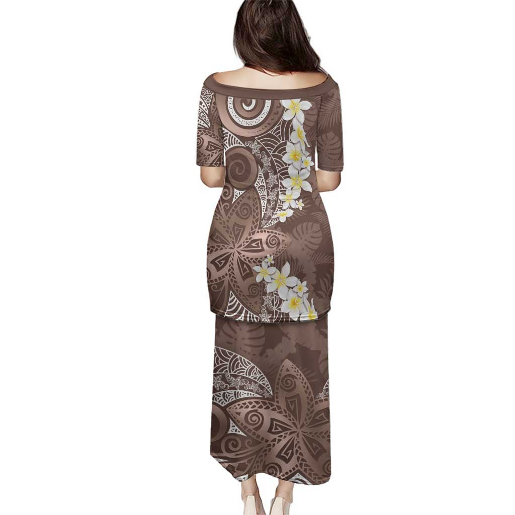 Mocha Mousse Polynesian Tribal Frangipani Tropical Vibe Family Matching Puletasi and Hawaiian Shirt LT14 - Polynesian Pride