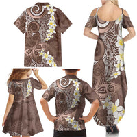 Mocha Mousse Polynesian Tribal Frangipani Tropical Vibe Family Matching Summer Maxi Dress and Hawaiian Shirt LT14 - Polynesian Pride