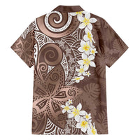 Mocha Mousse Polynesian Tribal Frangipani Tropical Vibe Family Matching Summer Maxi Dress and Hawaiian Shirt LT14 - Polynesian Pride