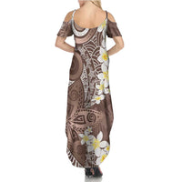 Mocha Mousse Polynesian Tribal Frangipani Tropical Vibe Family Matching Summer Maxi Dress and Hawaiian Shirt LT14 - Polynesian Pride