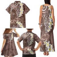 Mocha Mousse Polynesian Tribal Frangipani Tropical Vibe Family Matching Tank Maxi Dress and Hawaiian Shirt LT14 - Polynesian Pride