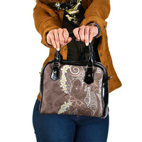 Mocha Mousse Polynesian Tribal Frangipani Tropical Vibe Shoulder Handbag