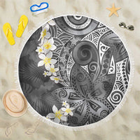 Gray Polynesian Tribal Frangipani Tropical Vibe Beach Blanket