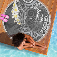 Gray Polynesian Tribal Frangipani Tropical Vibe Beach Blanket