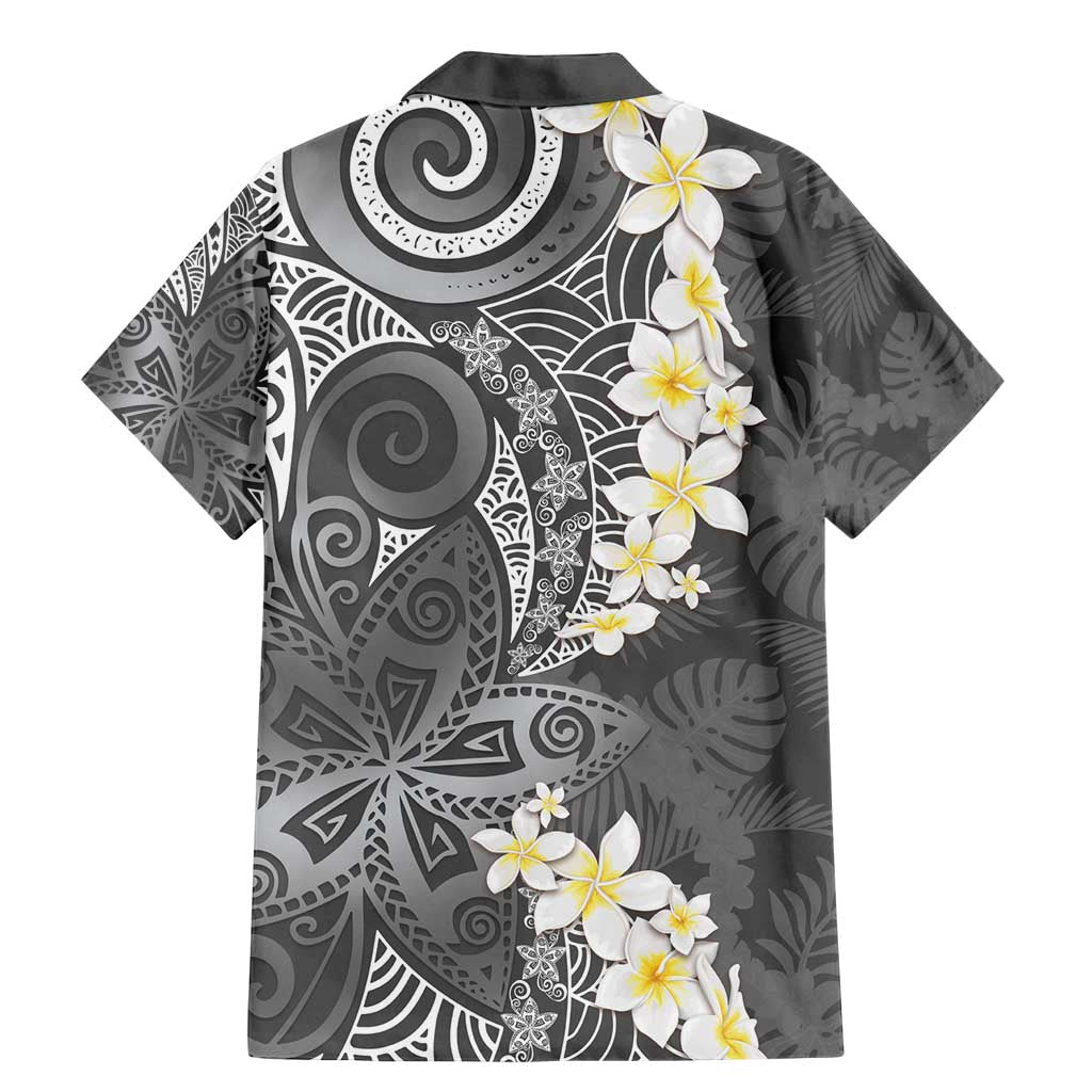 Gray Polynesian Tribal Frangipani Tropical Vibe Family Matching Mermaid Dress and Hawaiian Shirt LT14 - Polynesian Pride