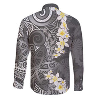 Gray Polynesian Tribal Frangipani Tropical Vibe Family Matching Mermaid Dress and Hawaiian Shirt LT14 - Polynesian Pride
