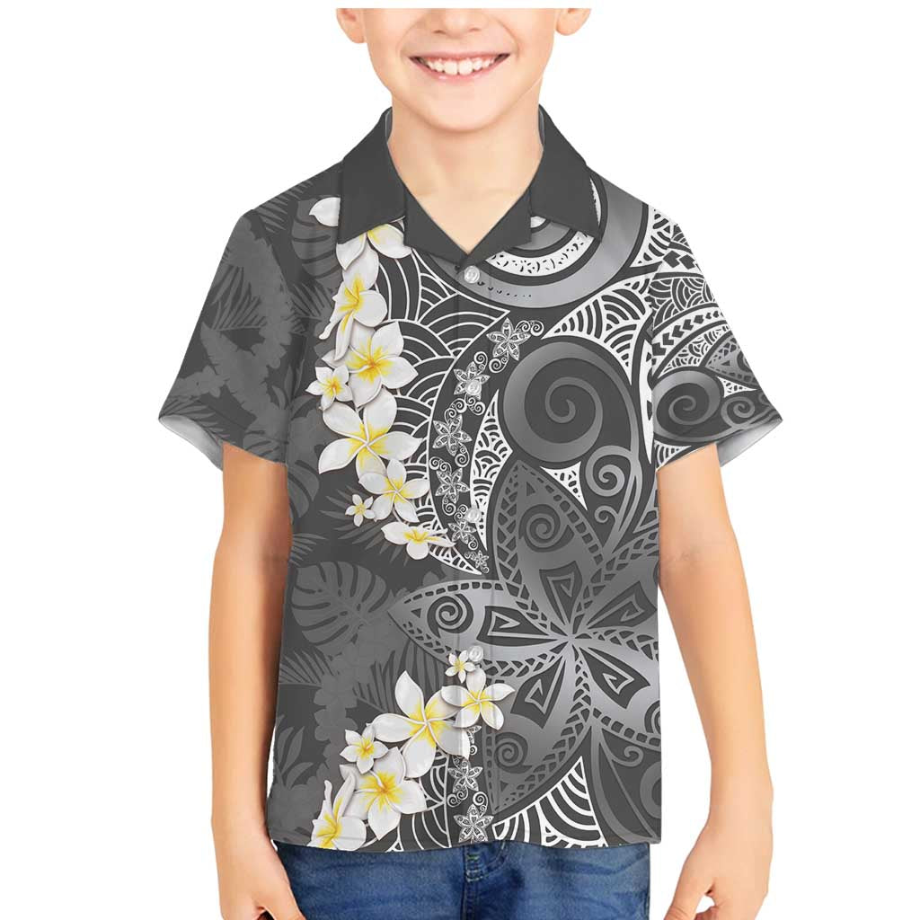 Gray Polynesian Tribal Frangipani Tropical Vibe Family Matching Mermaid Dress and Hawaiian Shirt LT14 Son's Shirt Gray - Polynesian Pride