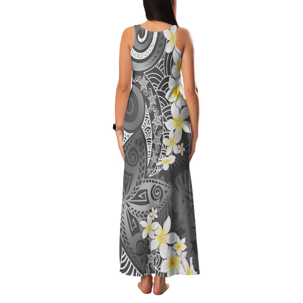 Gray Polynesian Tribal Frangipani Tropical Vibe Family Matching Tank Maxi Dress and Hawaiian Shirt LT14 - Polynesian Pride