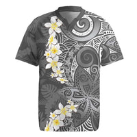 Gray Polynesian Tribal Frangipani Tropical Vibe Rugby Jersey LT14 Gray - Polynesian Pride