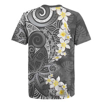 Gray Polynesian Tribal Frangipani Tropical Vibe Rugby Jersey LT14 - Polynesian Pride