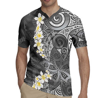 Gray Polynesian Tribal Frangipani Tropical Vibe Rugby Jersey LT14 - Polynesian Pride