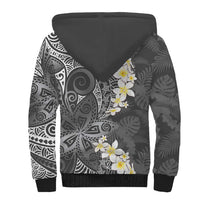 Gray Polynesian Tribal Frangipani Tropical Vibe Sherpa Hoodie LT14 - Polynesian Pride